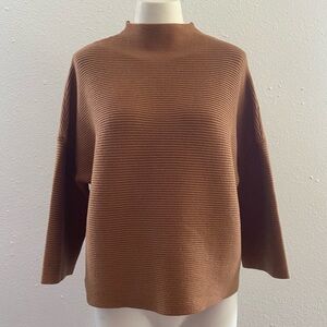 Ellison Cropped Ribbed Mock-Neck Knit Sweater Size Small